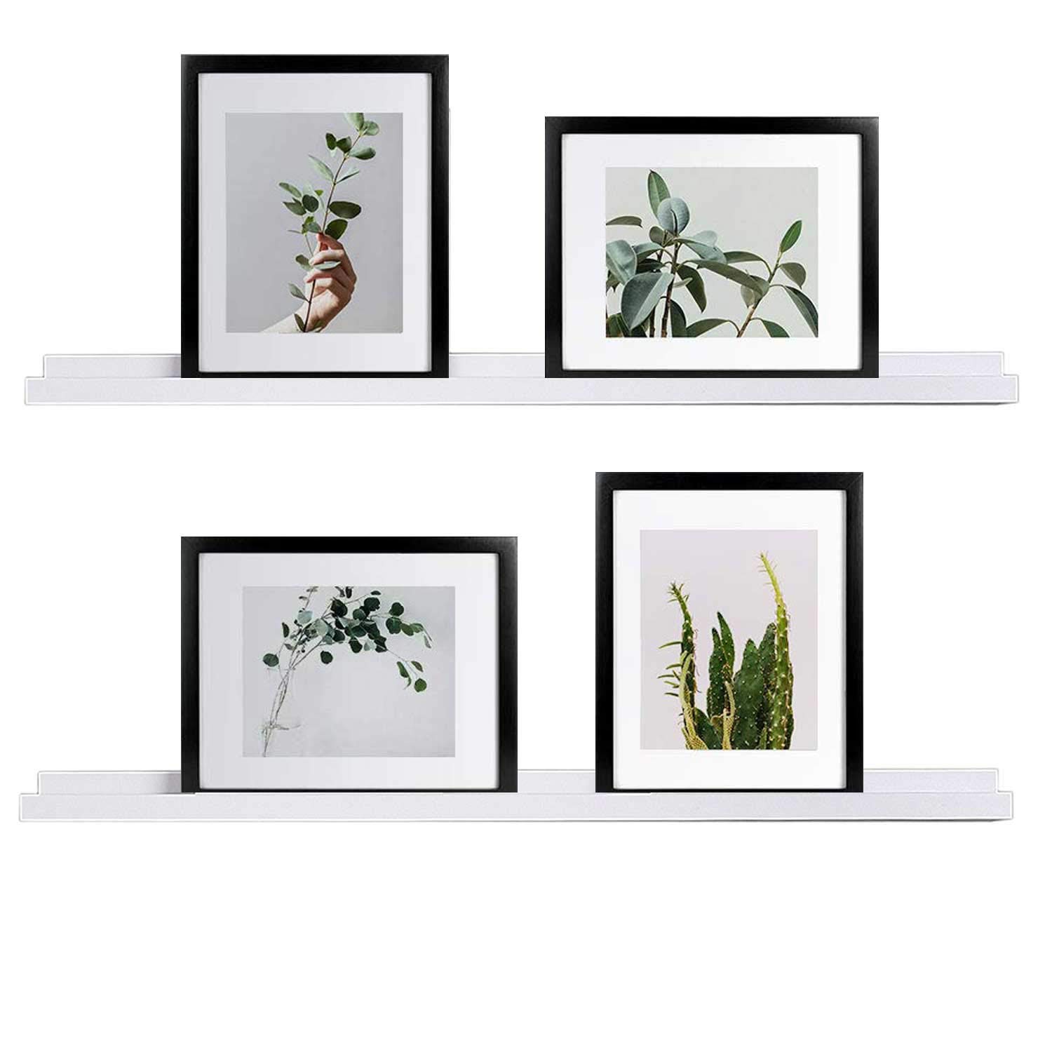 WELLAND White Picture Ledge, Photo Ledge, Floating Ledge Wall Shelves, 36-inch, Set of 2, White