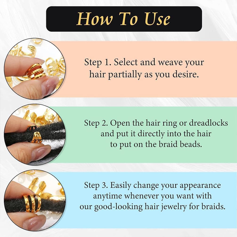 40 PCS Gold Hair Jewelry for Women Braids Hair Accessories cuffs Ear Clips Loc Beads Hair Charms Decoration (Gold) image 3
