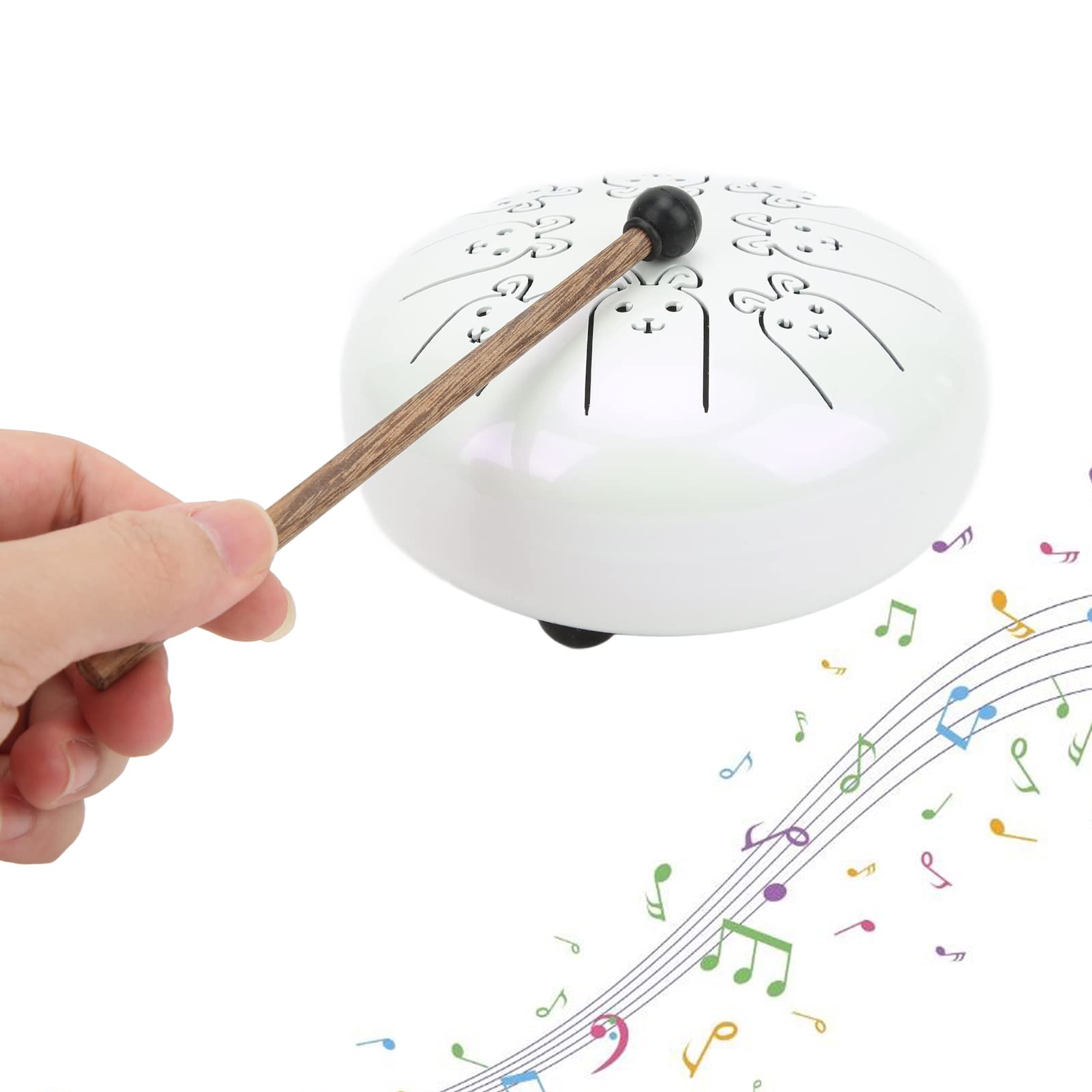 Tamburo per lingua in acciaio legato, serbatoio Chakra a 8 note, etereo, loto, con suono nitido, per amanti della musica, principianti, prestazioni, meditazione, relax, bianco,