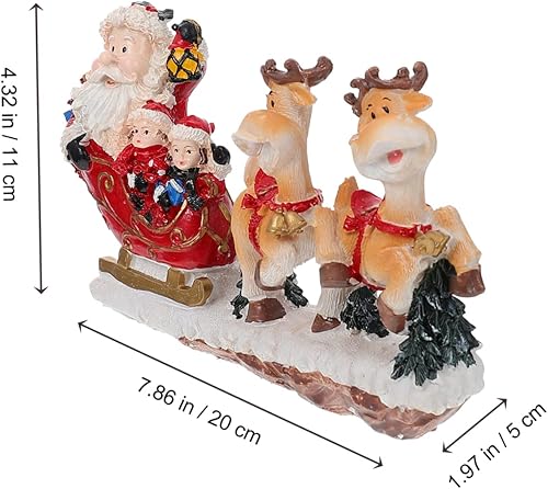Miniatura 8 de Veemoon Adorno de carrito de alce de Navidad, figuras de Papá Noel, decoraciones de Navidad, figuras de Navidad, figuras de Navidad, figura de mesa