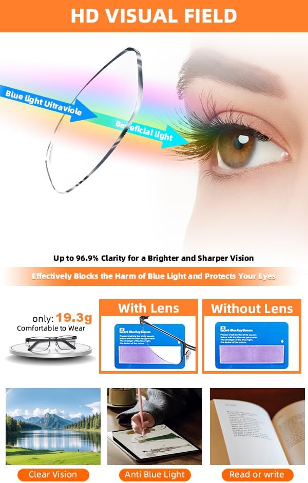 Bifocal Reading Glasses for Men Blue Light Blocking Metal Black Full Frame Eyeglasses Computer Readers Lightweight - Image 5