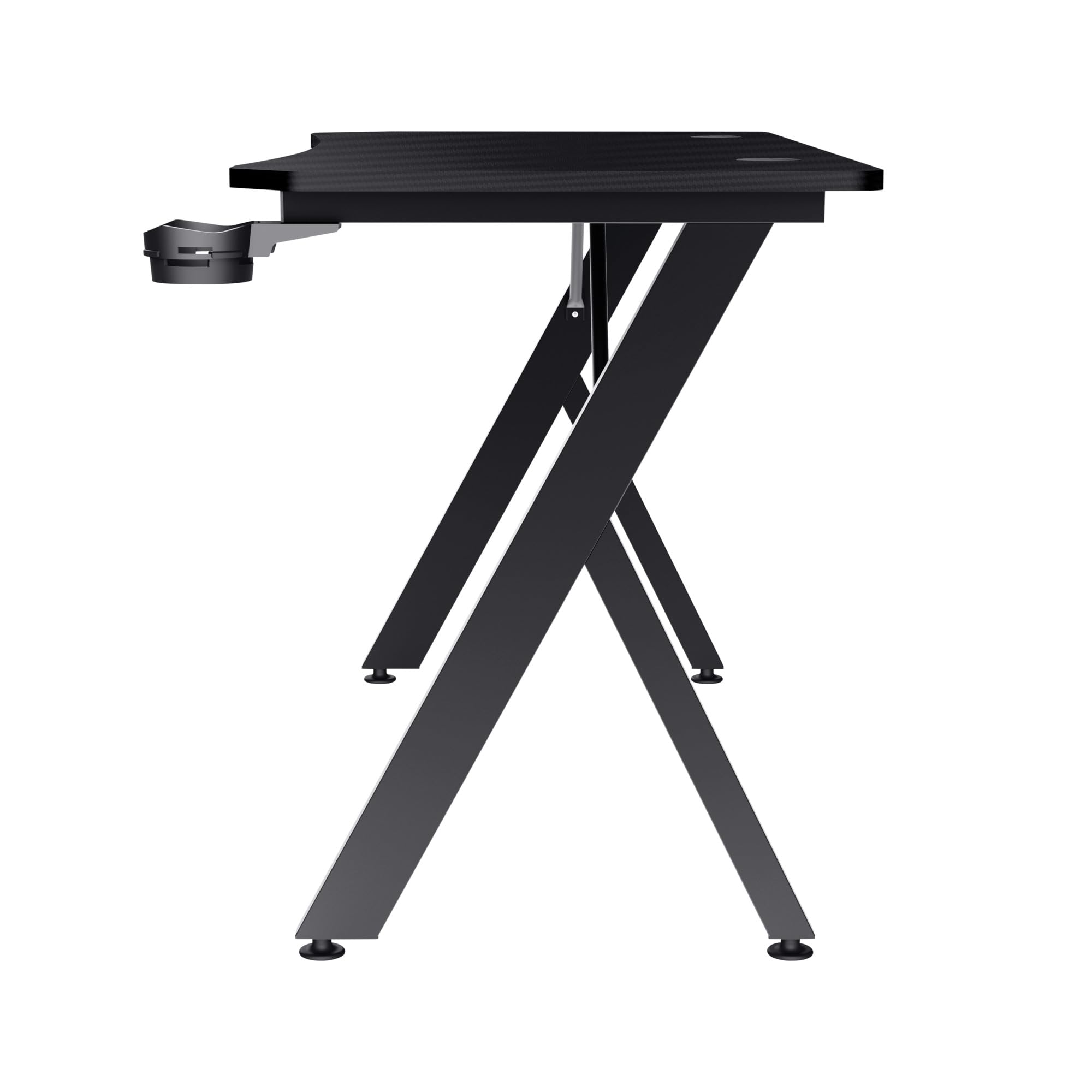 GXTrust Dynamus Scrivania 120 x 60 cm, Tavolo Gaming PC Computer, Nero | Supporto per Cuffie e Portabicchiere, Struttura in Metallo, Sistema di Estione dei Cavi