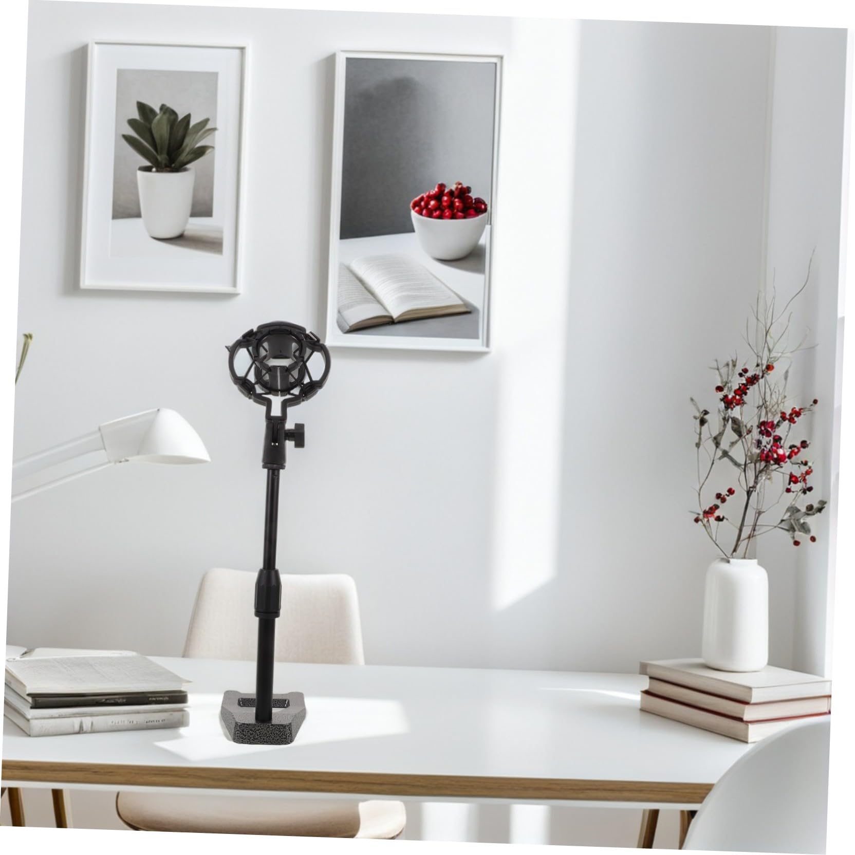 Supporto Microfono da Tavolo Regolabile Base Zavorrata Nero | Conferenze e Produzione Musicale, Struttura Metallo e Plastica, Supporto Antivibrazione Incluso, Design Compatto