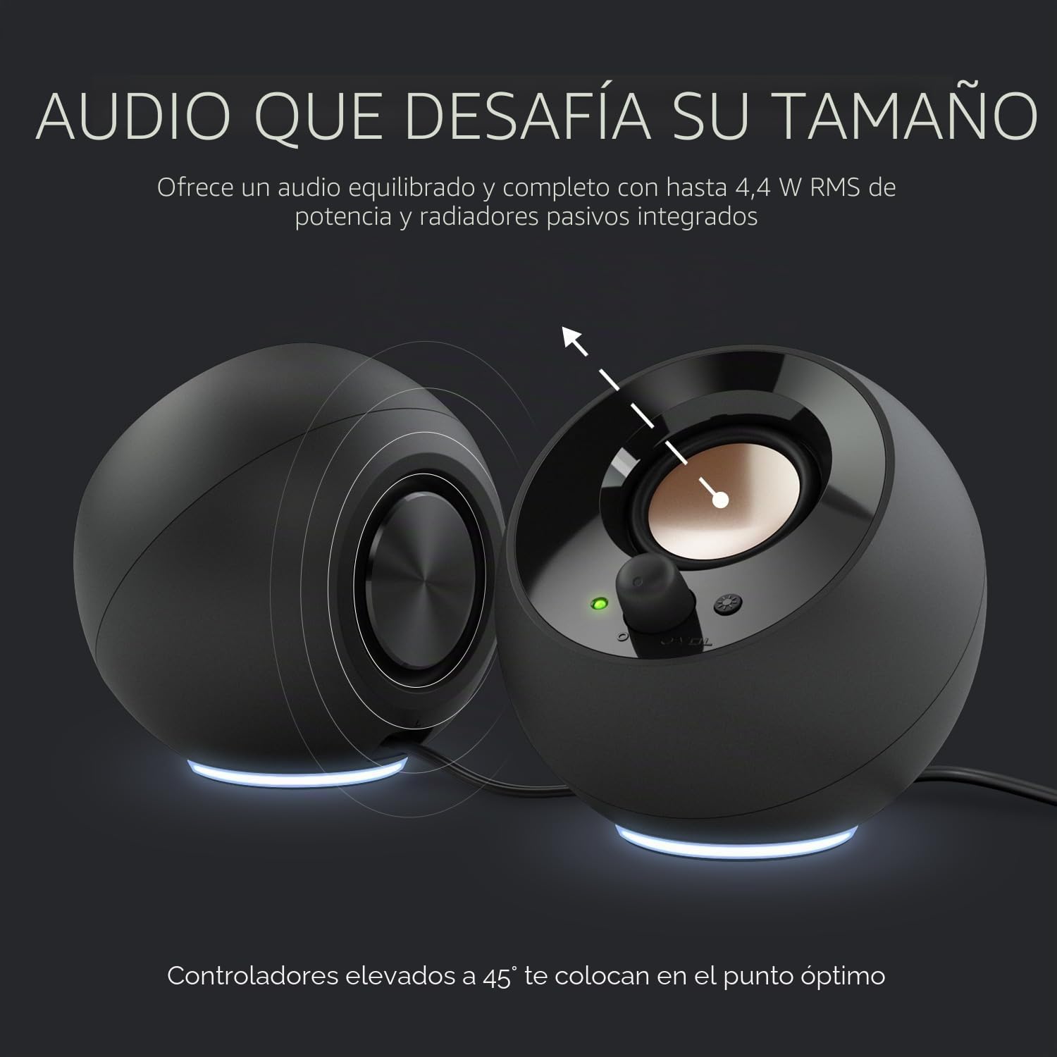 Creative Pebble SE - Altavoces Minimalistas 2.0 USB-C para PC con iluminación RGB, Entrada Auxiliar de 3.5 mm, hasta 4.4 W de Potencia RMS para computadoras y portátiles (Blanco)