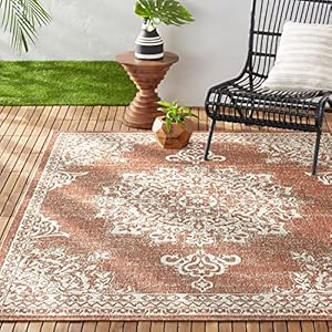 Nicolemillernewyorkpatiocountryazaleatransitionalmedallionindooroutdoorarearugterracottaivory79x102  Urban Country Home Decor Nicole miller new york patio country azalea transitional medallion indooroutdoor area rug terracottaivory 79×102  urban country home decor