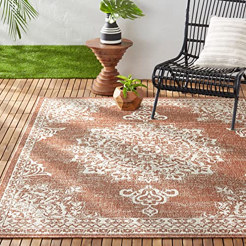 Nicolemillernewyorkpatiocountryazaleatransitionalmedallionindooroutdoorarearugterracottaivory79x102  Urban Country Home Decor Nicole miller new york patio country azalea transitional medallion indooroutdoor area rug terracottaivory 79×102  urban country home decor