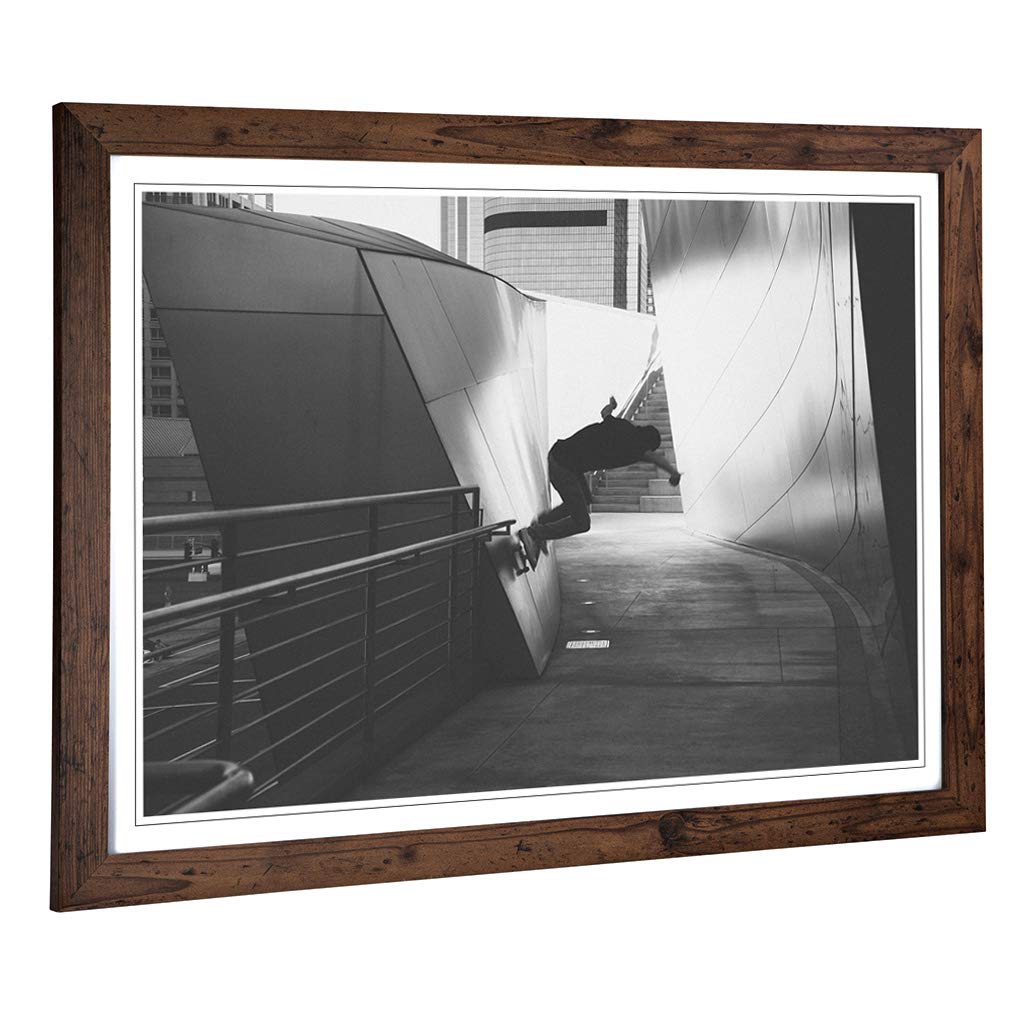 Big Box Art Framed Print of Skateboarding Design | Wall Art Picture | Home Decor for Kitchen, Living, Dining Room, Lounge, Bedroom, Hallway, Office, Walnut, A2 / 24.5x18 Inch / 62x45cm