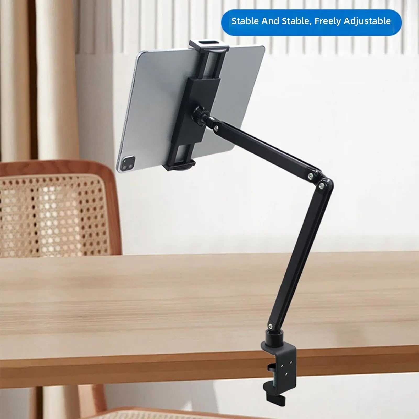 Elevadores ergonómicos para laptop con base de abrazadera y brazo giratorio, soporta dispositivos de 4 a 13.9 pulgadas para uso en oficinas, soporte ergonómico para computadora