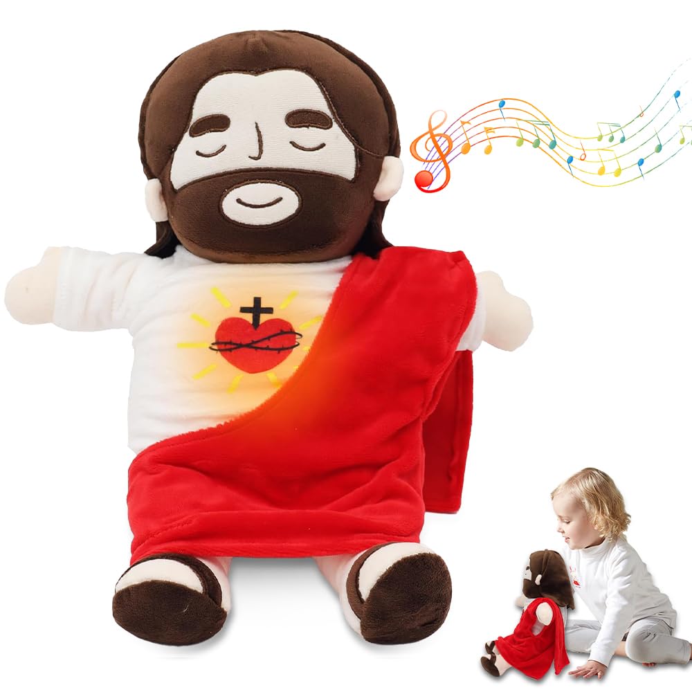 Peluche Jésus Respirant 40 cm avec Musique et Lumières