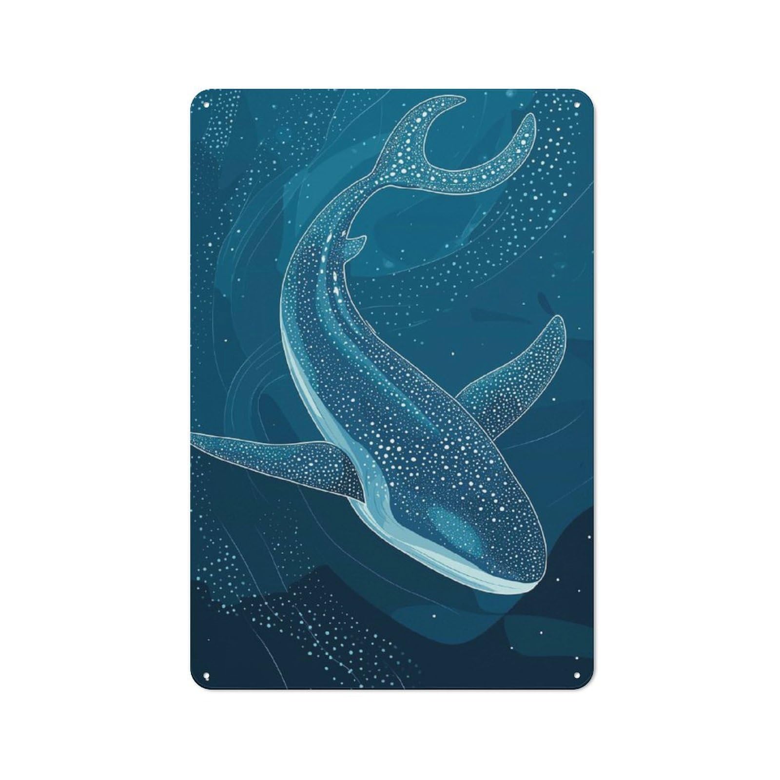Junmoney Style-5 Tin Wall Plaque 30X20cm With Whale Shark In Deep Blue Sea(3) For Home Office Or Studio, For Garage, Workshop And Man Cave Decoration
