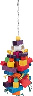 Buachois Large Bird Parrots Toy, Plastic Multicolored Blocks Chewing Toy for Parrots