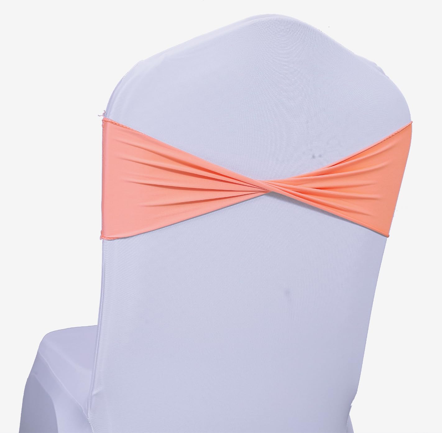 MDS Pack of 25 Spandex Chair Sashes Bow sash Elastic Chair Bands Ties Without Buckle for Wedding and Events Decoration Spandex Slider Sashes Bow - Peach