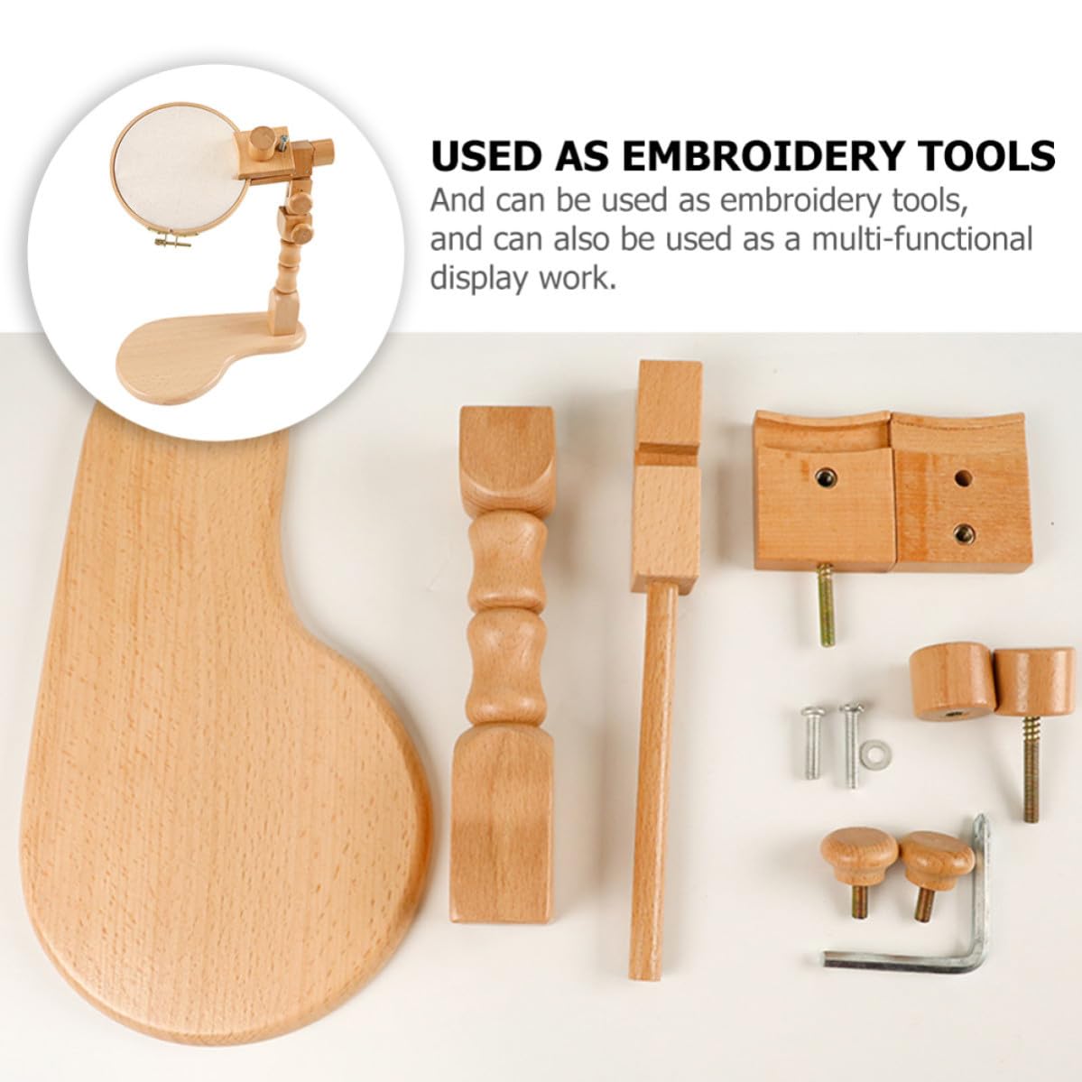 OATIPHO 1juego Soporte de Bordado de Madera Ajustable y Giratorio para Punto de Cruz Bastidor de Mesa Resistente y Ligero para Manualidades y Regalo para Amantes del Bordado
