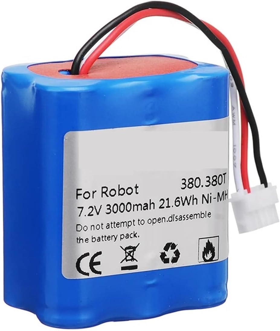 7.2V NI-MH 3000mAh Battery,Compatible For Roomba,Compatible For Braava, 380T 380 390T Mint 5200 5200B 5200C Vacuum Cleaner Battery(7.2v 3000mAh 1pcs)