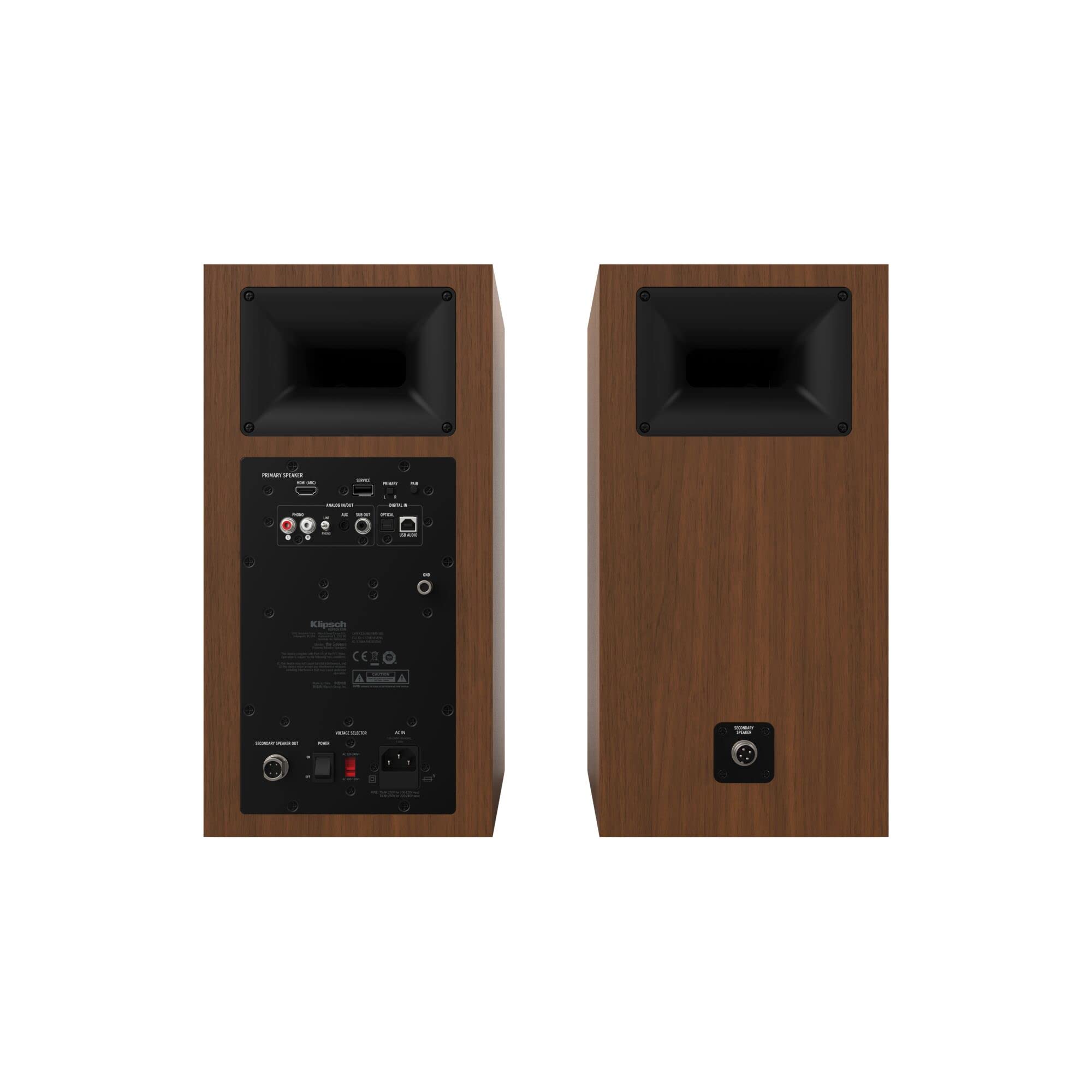 Klipsch, The Sevens, monitor amplificati, walnut