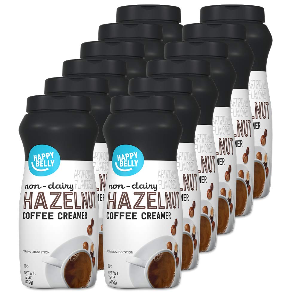 Amazon Brand - Happy Belly Powdered Non-dairy Hazelnut Coffee Creamer, 15 ounce (Pack of 12)