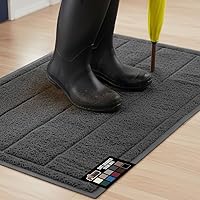 Gorilla Grip Dirt Grabber 35x23 Heavy Duty Door Mat - Indoor Outdoor Mesh Weave Low-Profile, Stain Fade Resistant Dark Gray