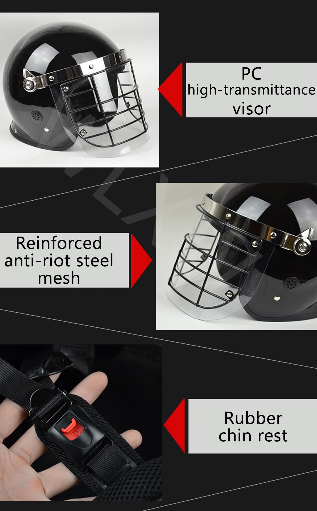 WLXW Casco Táctico Antidisturbios, Casco Especial Antidisturbios con Visera Transparente Máscara De Malla De Alambre De Acero, SWAT Protector Paintball Combate Cosplay