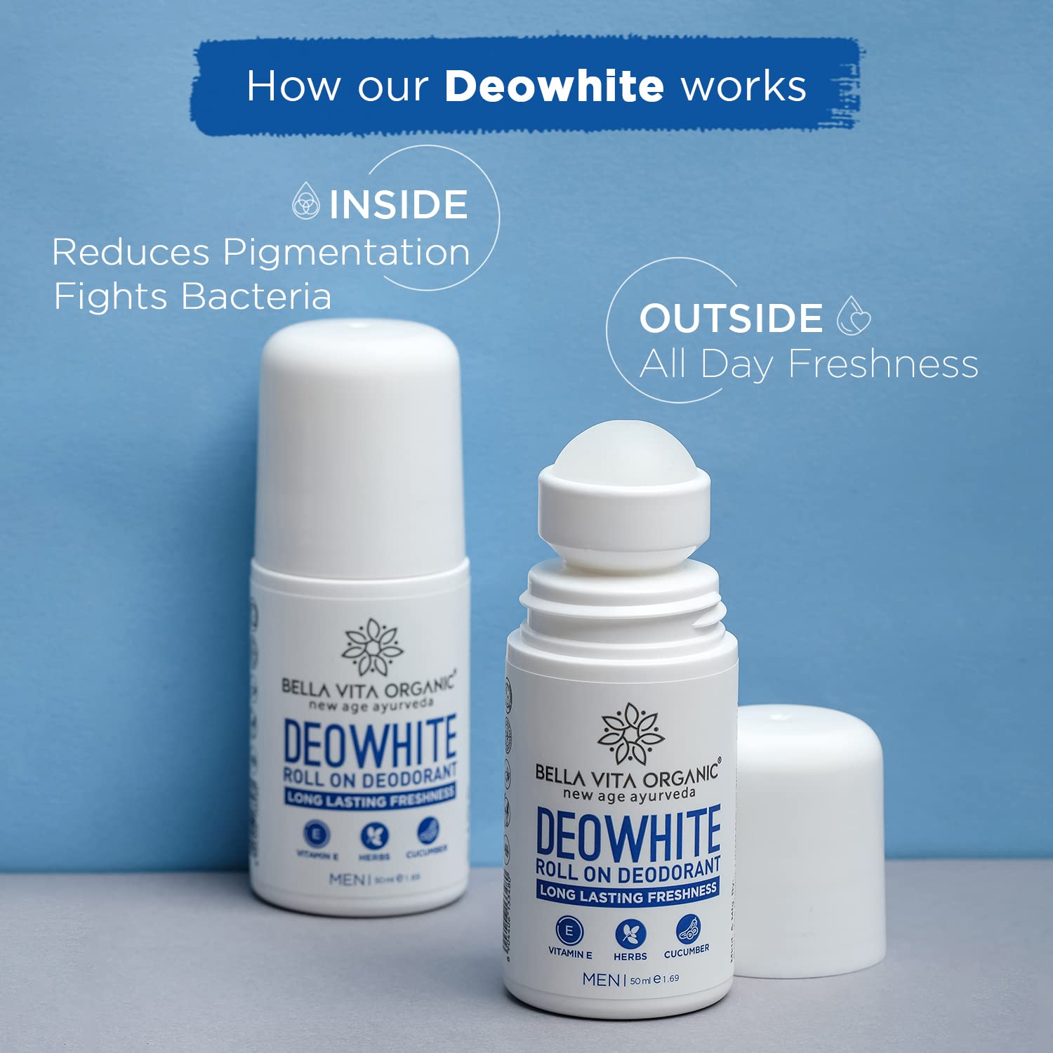 Bella Vita Organic Deo White Deodorant for Men Long Lasting Freshness