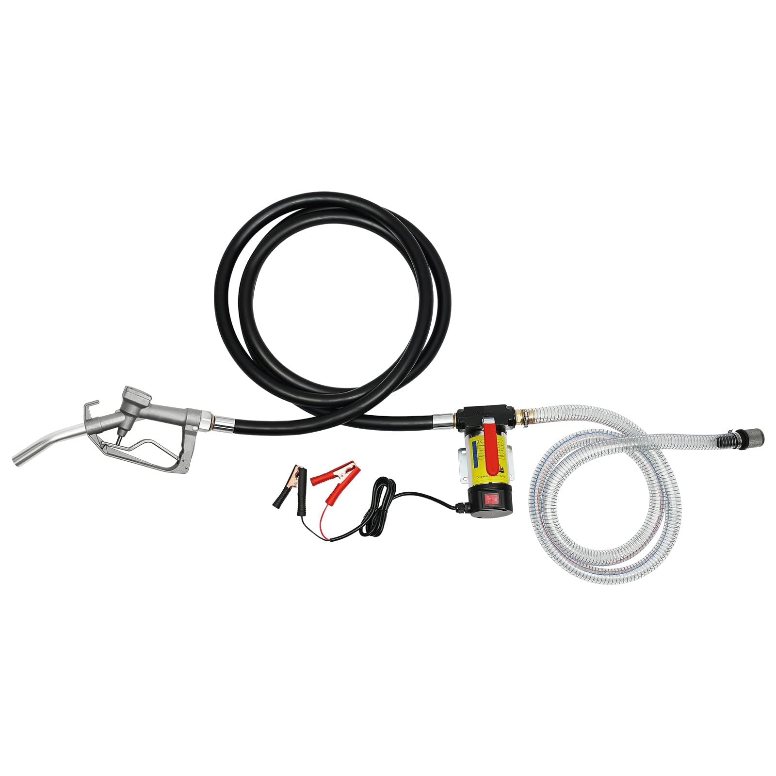 Pompe à Gasoil 12V, 200W Pompe Essence Electrique, Auto-Amorçante Pompe Carburant Électrique avec Pistolet Filtre Tuyaux 3/4" Pour Camion Tracteur Matériel Agricole 45L/min