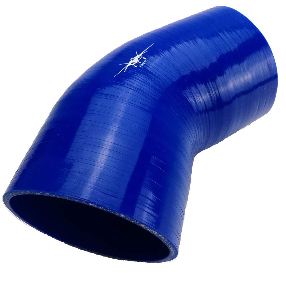 I33T Universal 3-Ply High Performance 45 Degree Elbow Coupler Silicone Hose ID 4" (102mm), Leg Length 3.5" (90mm) Blue