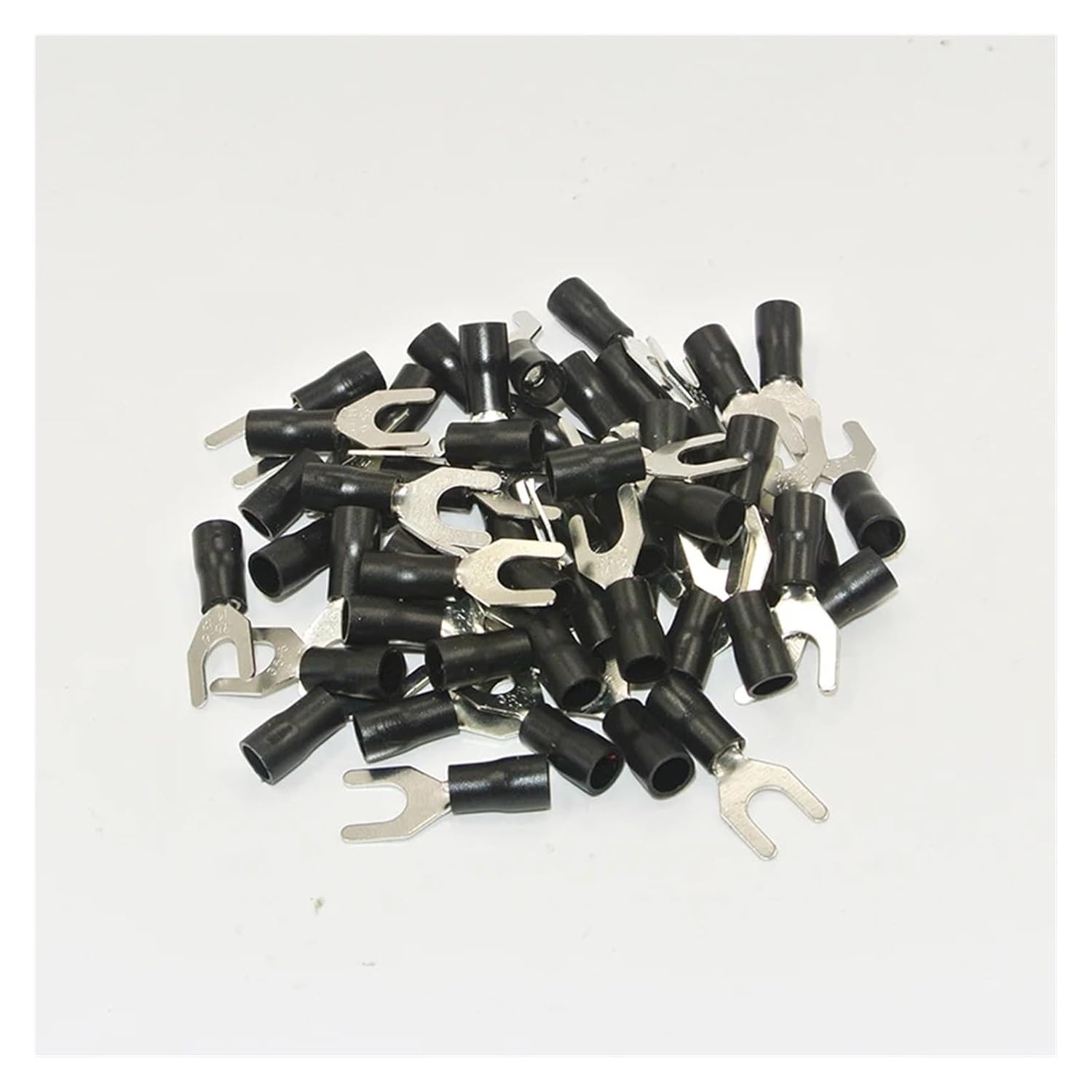 500PCS SV3.5-4 14-12AWG #8 Black Insulated Fork Wire Connector Electrical Crimp Terminal VUQLDHAYZ