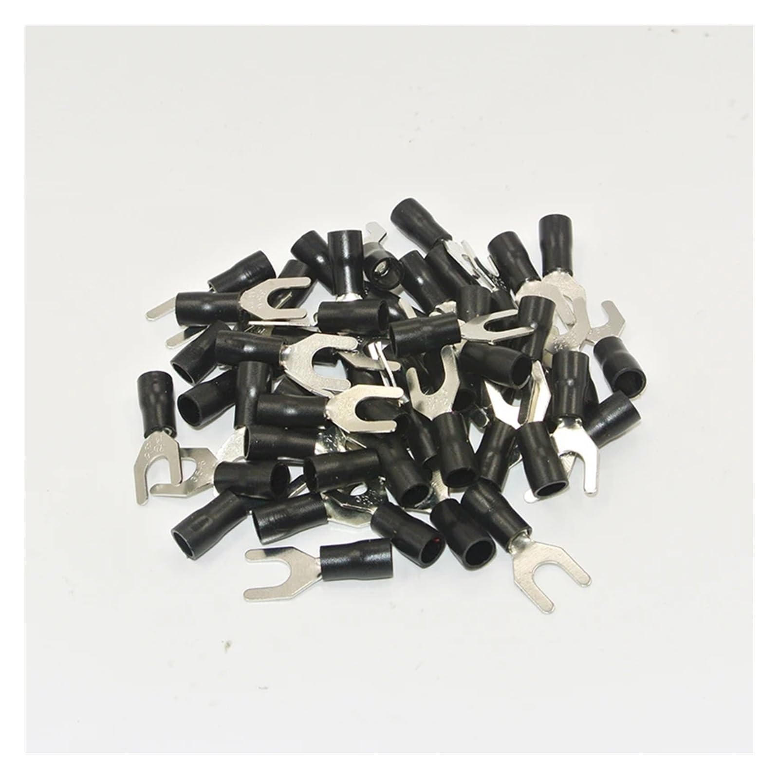 REIUAFWYGV 500PCS SV3.5-4 14-12AWG #8 Black Insulated Fork Wire Connector Electrical Crimp Terminal