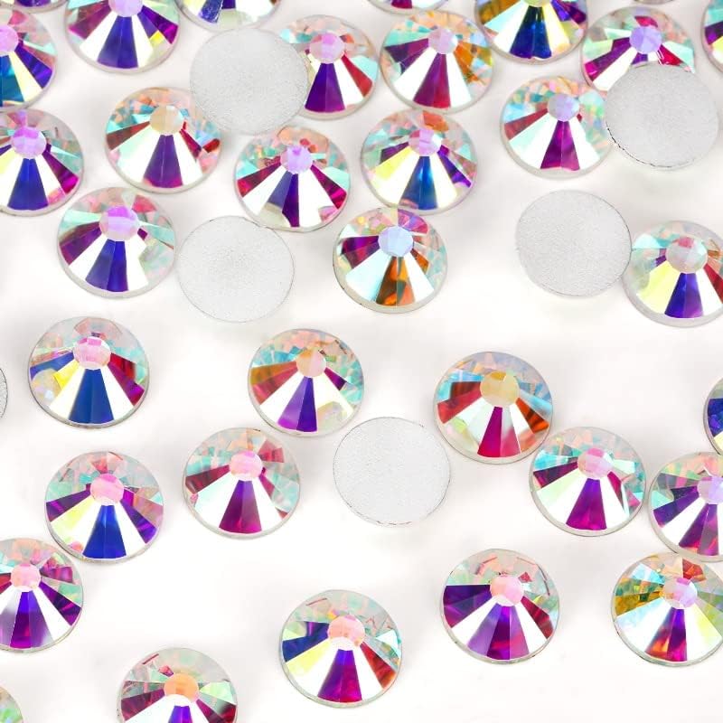 Ss30 Ss34 Ss40 Ss50 Crystal Ab Silver Plated Flat Back 3D Non Hotfix Sticker Glue On Nail Art Rhinestones.