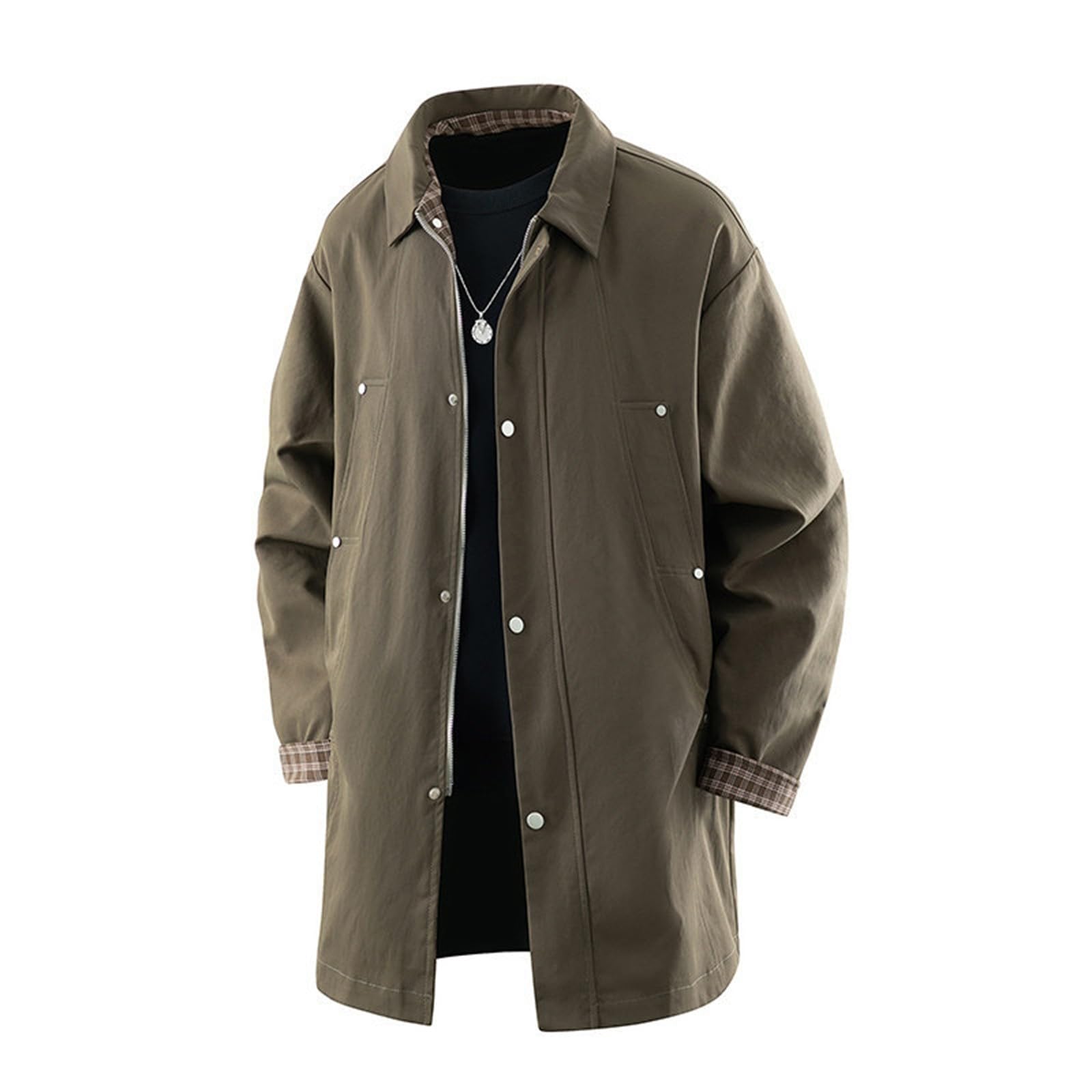 Chaqueta anorak informal holgada y larga, prenda utilitaria de moda para uso diario.