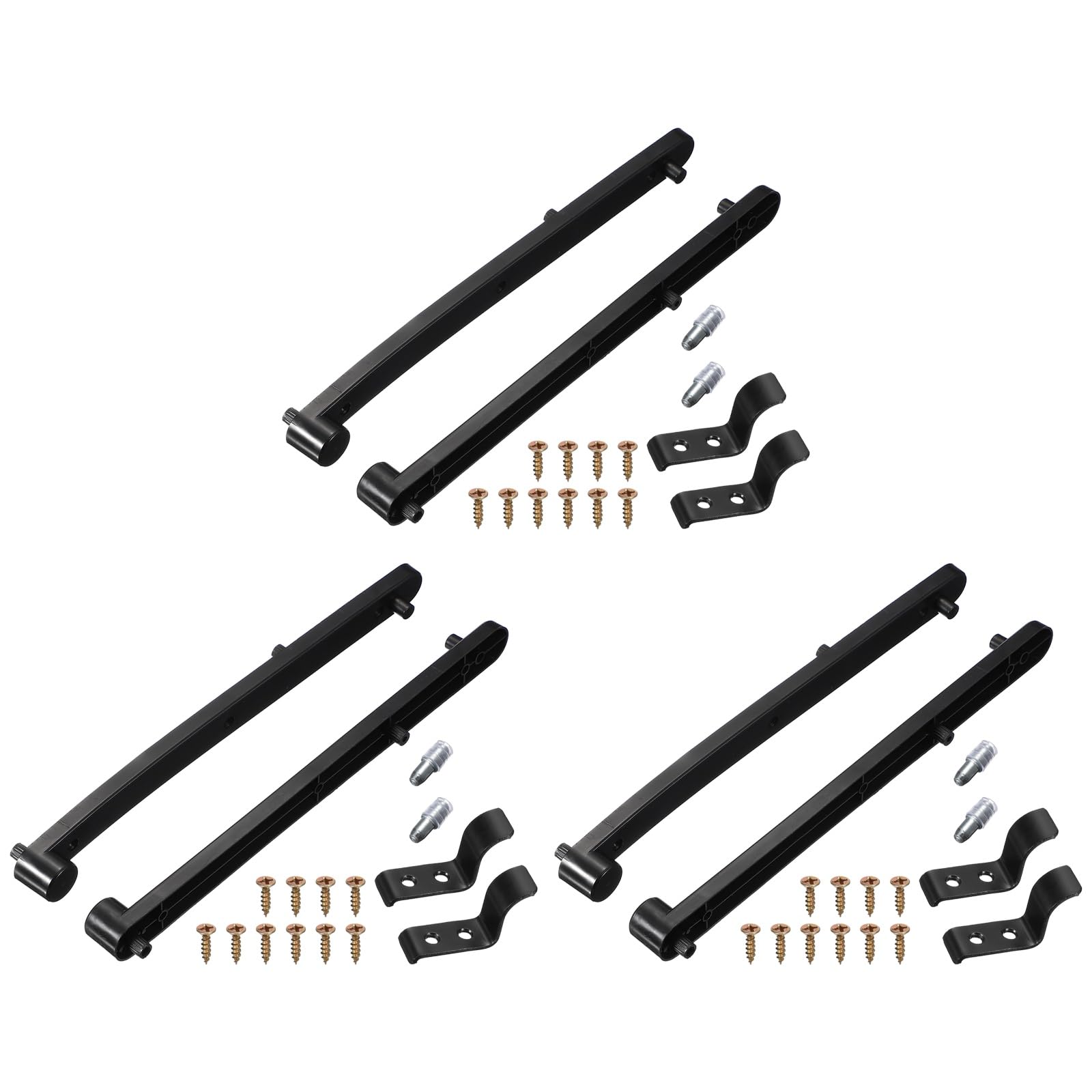 Glissière de tiroir dissimulée en plastique noir 250 mm avec vis pour meuble Lot de 3