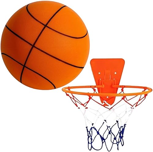 Prolriy Baloncesto silencioso para interiores con aro de baloncesto en interiores, baloncesto silencioso, sin ruido, pelota de alta densidad sin