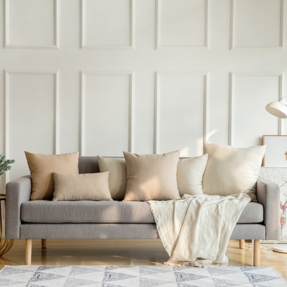 MIULEE Kissenbezüge 2er Set Leinen-Optik - Dekokissen Für Sofa Und Bett