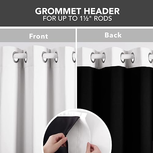 Miniatura 5 de Deconovo Cortinas opacas 100% con forro negro, cortinas con ojales aisladas térmicamente que reducen el ruido, doble capa para oscurecer la