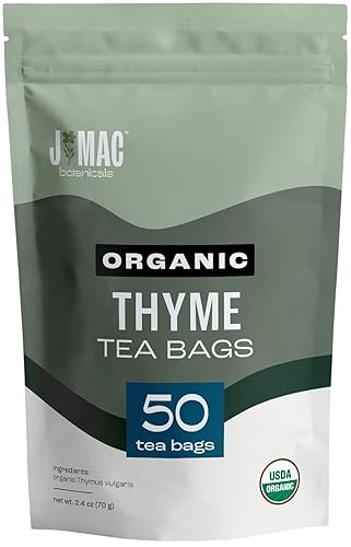 J Mac Botanicals, Té orgánico de hoja de tomillo (50 bolsas de té), bolsas orgánicas de té de tomillo, certificado USDA orgánico por Organic disponible en Yaxa Venezuela