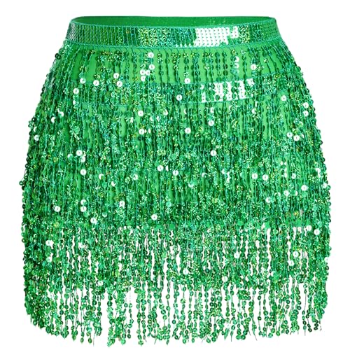 Glitzer Damen Pailletten Rock Bauchtanz Kostüm Mini Cowgirl Tanzkleid Rave Outfit Hüfttuch für Damen und Mädchen (DE/NL/SE/PL, Alphanumerisch, M, Regular, Grün) Glitzer Damen Pailletten Rock Bauchtanz Kostüm Mini Cowgirl Tanzkleid Rave Outfit Hüfttuch für Damen und Mädchen (DE/NL/SE/PL, Alphanumerisch, M, Regular, Grün)