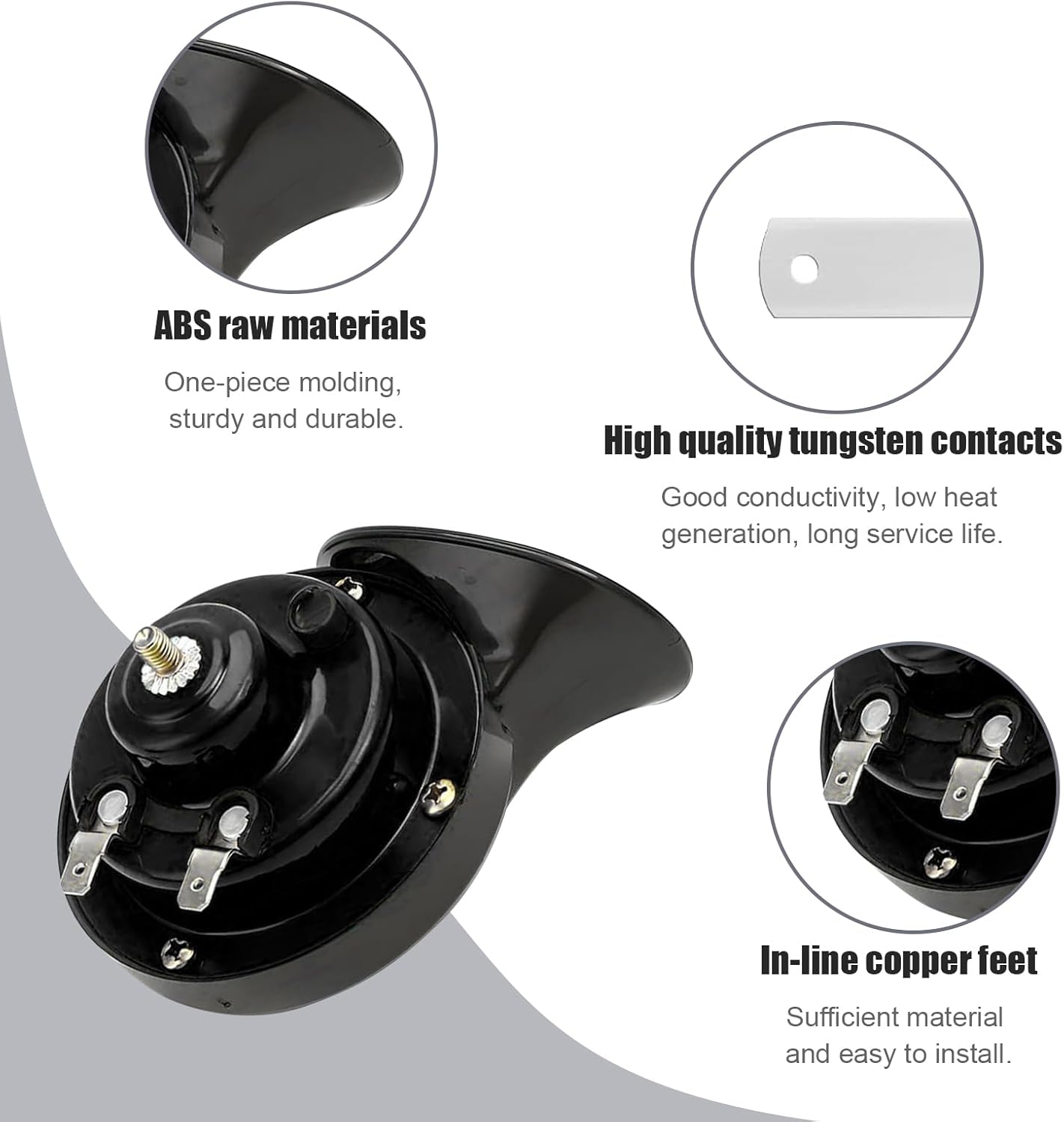 Augeny 300DB Super Loud Car Horn, 12V Waterproof Car Air Electric Snail Horn, Universal Accessories for Car, Motorcycle, Truck, Bike, Boat (Black TZ-101, 1 PCS)