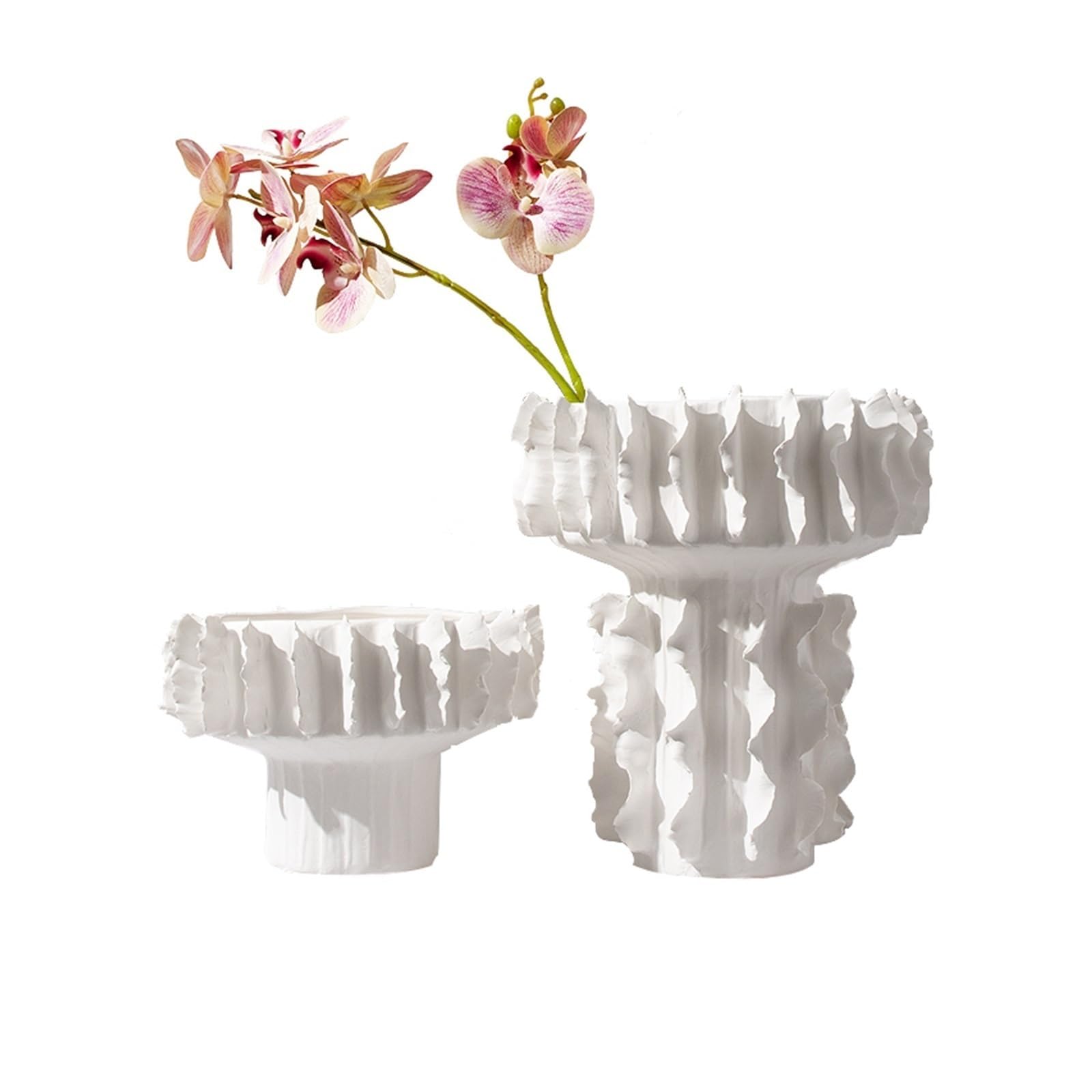 Vase en céramique blanche pour table à manger et salon style ferme
