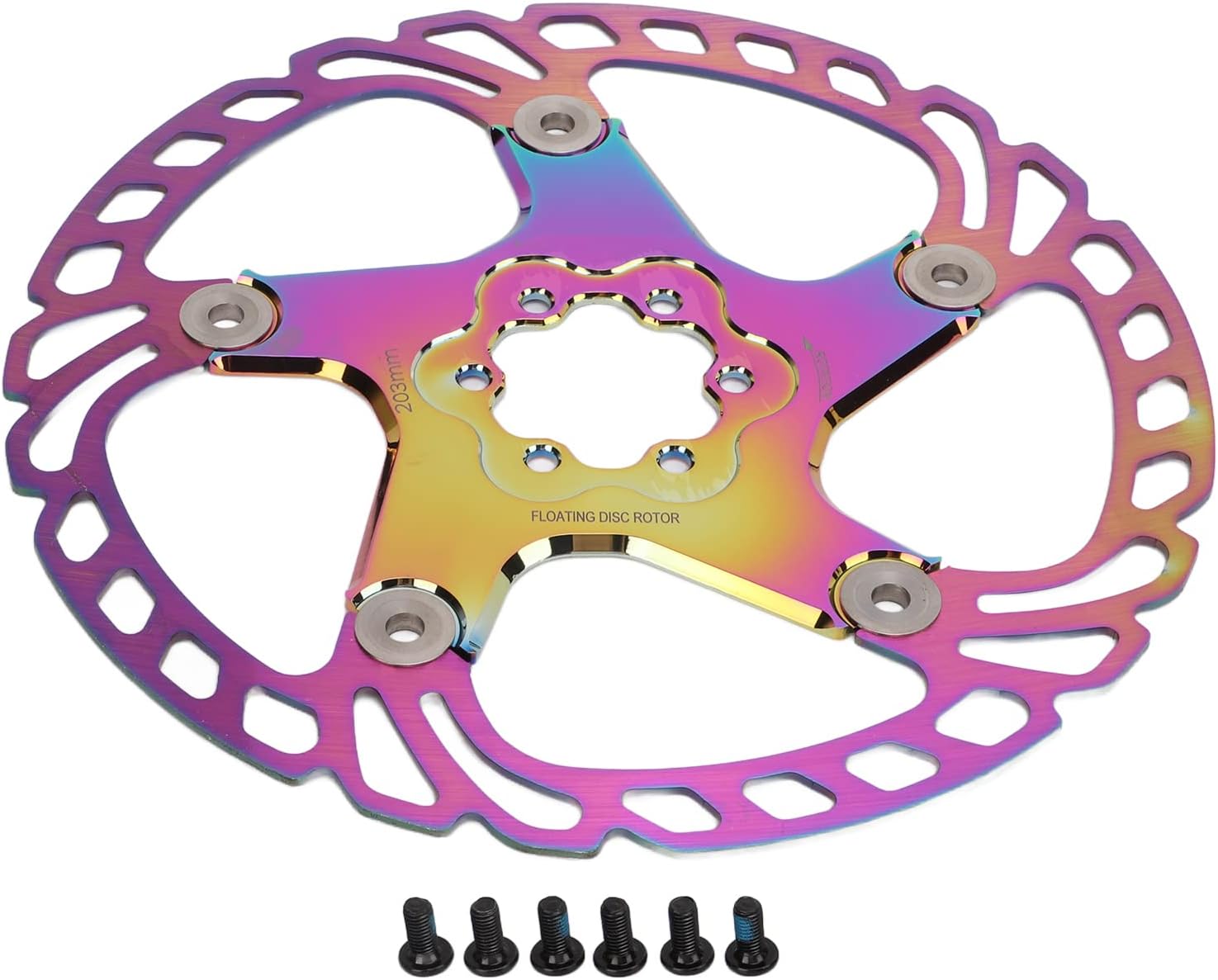 Bicycle Floating Disc Brake Rotor with 6 Bolts for Road Mountain Bike Accessories (203MM)