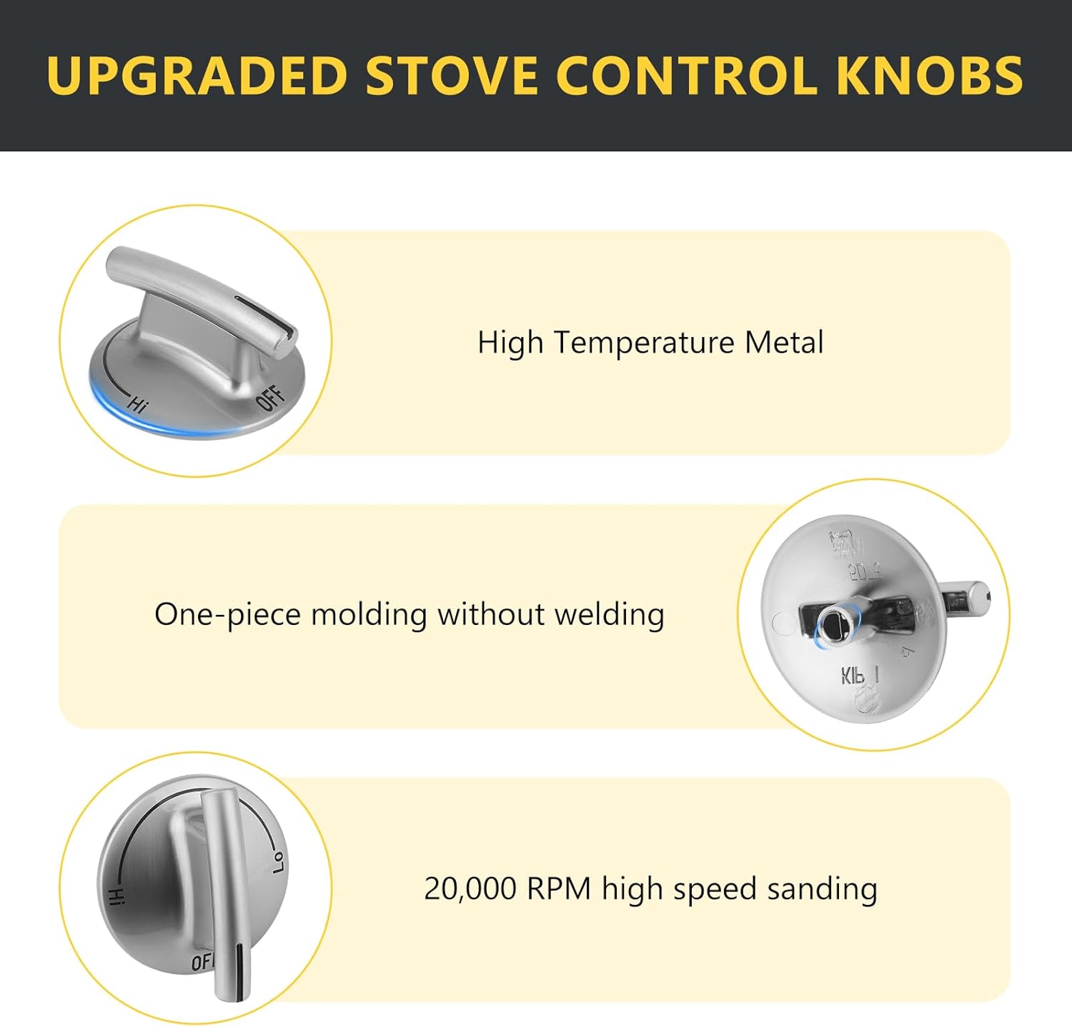 5 Pack 7733P410-60 Surface Burner Knobs Replacements Compatible with Whirlpool May-tag/Jenn-Air/Kitchen-Aid Gas Cooktop Stove, Replace Part 74007733, AP5668987, PS2375871, AP6011505