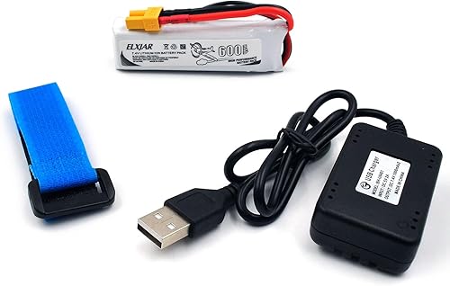 Miniatura 8 de Paquete de 4 baterías LiPo de 7.4V 600mAh 45C 2S con enchufe XT30 y cargador 2 en 1 para WLtoys XK K130 Seis canales 3D Stunt RC Helicópteros Drones