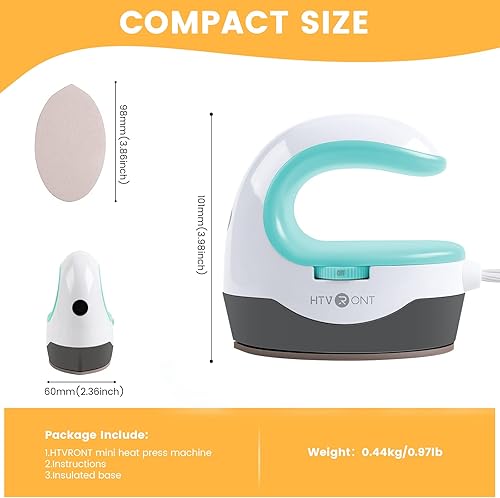 Miniatura 3 de HTVRONT Mini máquina de prensa de calor, pequeña prensa de calor portátil, máquina de prensa de hierro para camisetas, sombreros, proyectos de