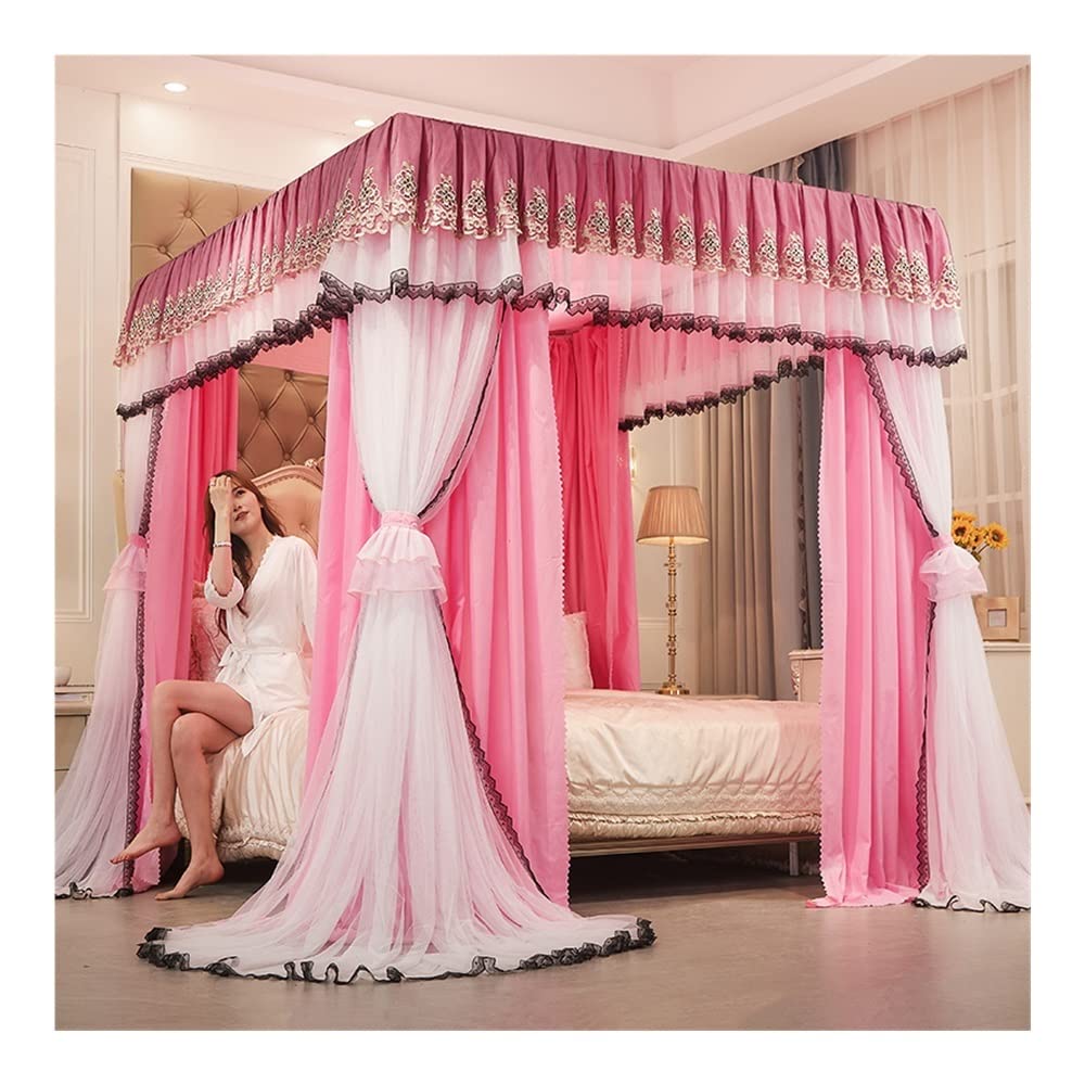 EGwvdgmb Bed Canopy Curtain, Bed Canopy Mosquito ion, Blackout Curtains, Easy Install, Multiple Sizes(Pink,1.5x2x2m)