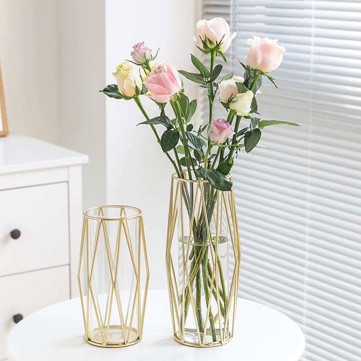Amazon.co.jp: iikuru 花瓶 2個 セット おしゃれ ゴールド フラワー
