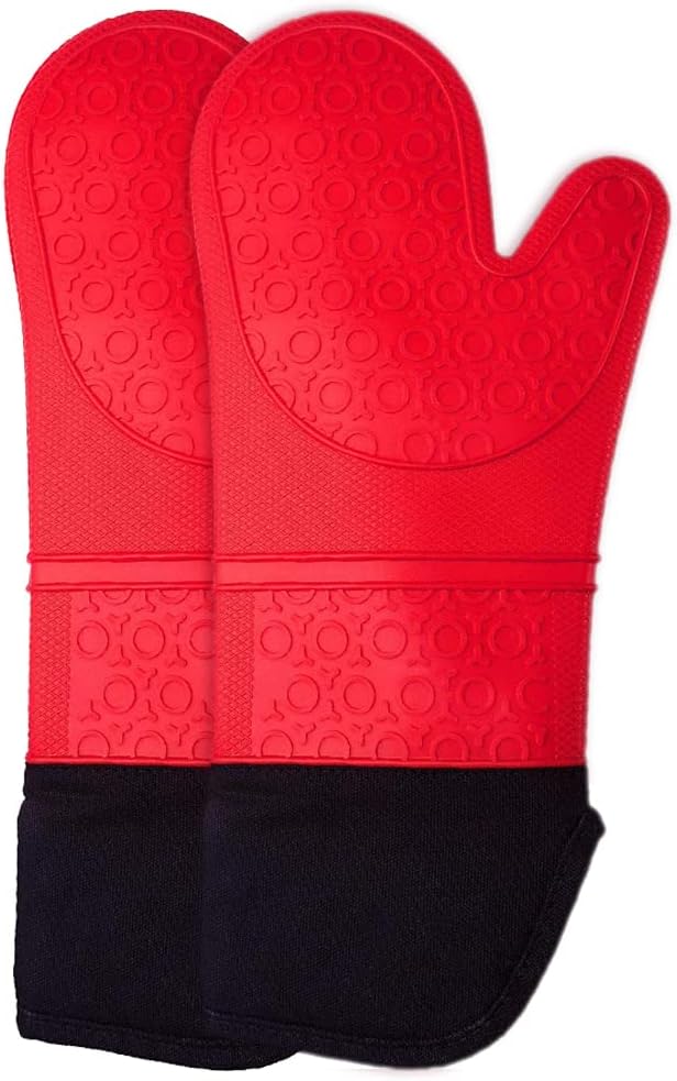 Silicone Oven Gloves, Sopito Heat Resistant Silicone Oven Mitts, Extra