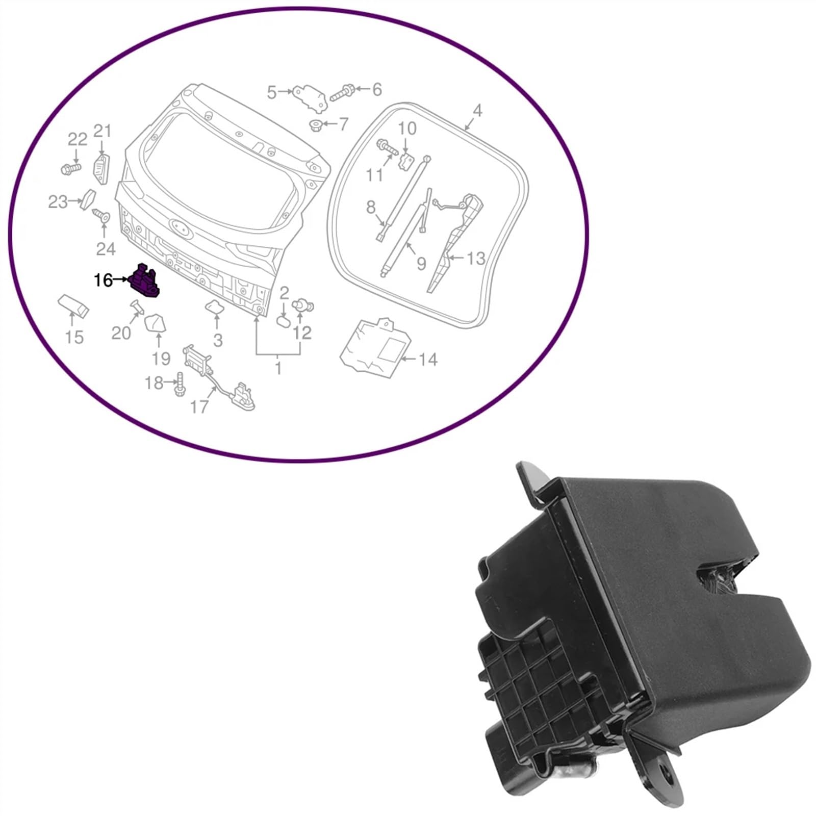 Candado maletero traser Compatible con KIA para SPORTAGE | 81230-D3000, 81230D3000, 81230 D3000, pestillo de bloqueo de puerta trasera de 5 pines