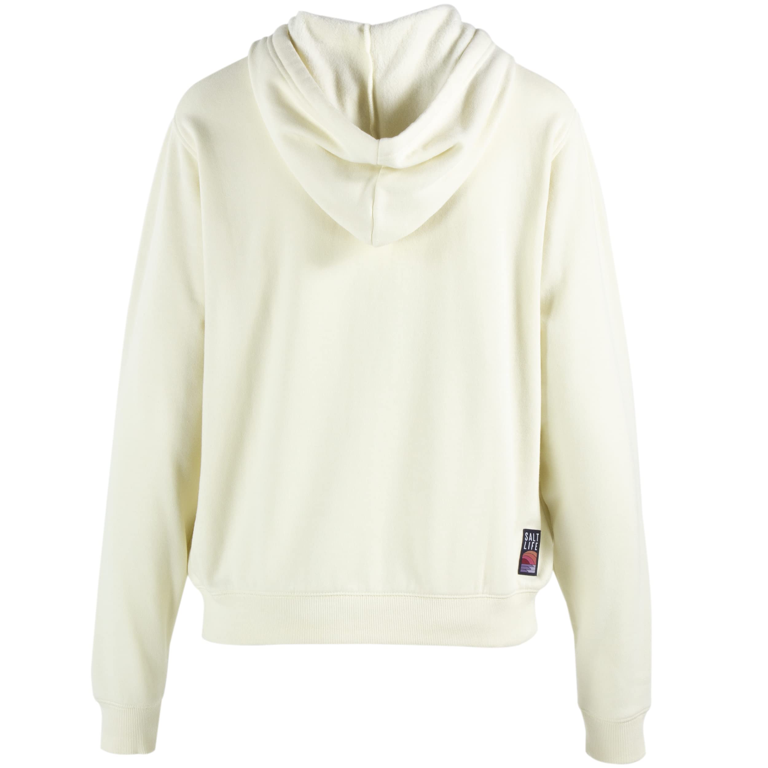 Salt Life Saltsations - Sudadera con capucha con cremallera frontal para mujer, Marfil, M