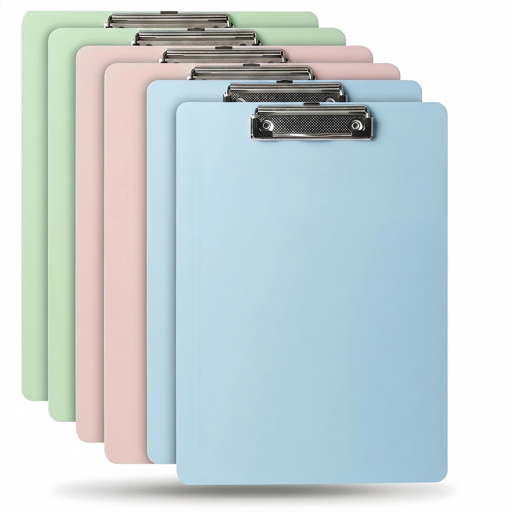CHDEXU Plastic Clipboard A4 Pack of 6, Clipboard Folder with Retractable Hook for Office and Business Supplies, 3 Coloured Clipboards Holds 100 Sheets