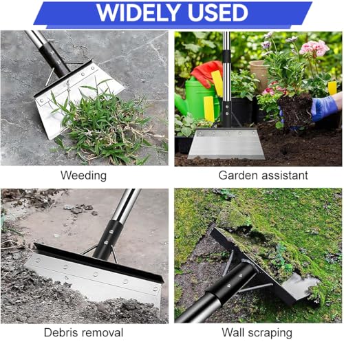 Image of HASTHIP 165cm Weed Puller Tool, 9in Wide Flat Head Shovel, 4 Assembly Poles