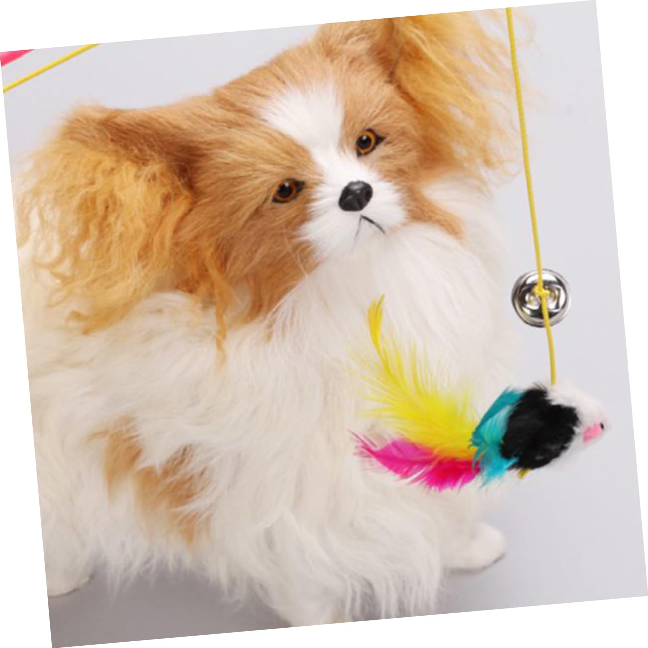 Canne à Pêche pour Chaton Interactive Clochette, Couleur Aléatoire | Tige Suspendre Ludique, Corde Élastique et Souris en Poils de Lapin, pour Éveiller L’instinct Couleur Aléatoire
