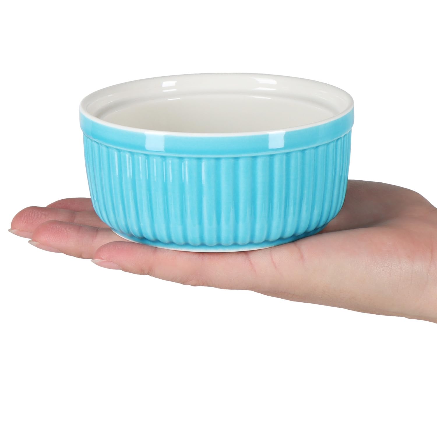COM-FOUR® 6x Plats à Soufflé - Bols à Ailerons de Ragoût en Céramique - Plats à Casserole allant au Four - Bols à Dessert - Récipients en céramique colorés 250 ML